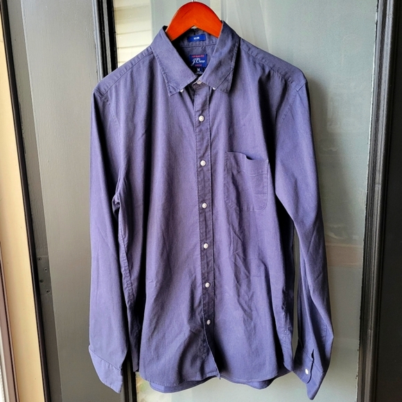 J. Crew Performance Stretch Twill Button Down Shirt True Navy Heather Med - Picture 1 of 9